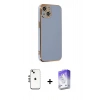 MARSİLYAN™- iPhone 14 Kılıf Yankı Serisi - Siyah Bilvis 5in1 3D Magic Cam Ekran Koruyucu + Shine Kamera Lens - GS