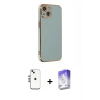 MARSİLYAN™- iPhone 14 Kılıf Yankı Serisi - Siyah Bilvis 5in1 3D Magic Cam Ekran Koruyucu + Shine Kamera Lens - GS