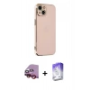 MARSİLYAN™- iPhone 14 Kılıf Yankı Serisi - Siyah Bilvis 5in1 3D Magic Cam Ekran Koruyucu + Kırmızı Raze Metal Kamera Lens