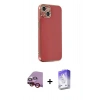 MARSİLYAN™- iPhone 14 Kılıf Yankı Serisi - Siyah Bilvis 5in1 3D Magic Cam Ekran Koruyucu + Kırmızı Raze Metal Kamera Lens