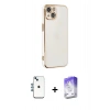 MARSİLYAN™- iPhone 14 Kılıf Yankı Serisi - Siyah Bilvis 5in1 3D Magic Cam Ekran Koruyucu + Shine Kamera Lens - MI