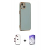 MARSİLYAN™- iPhone 14 Kılıf Yankı Serisi - Siyah Bilvis 5in1 3D Magic Cam Ekran Koruyucu + Shine Kamera Lens - KI