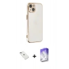 MARSİLYAN™- iPhone 14 Kılıf Yankı Serisi - Siyah Bilvis 5in1 3D Magic Cam Ekran Koruyucu + Diamond Kamera Lens - YL