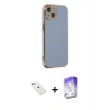 MARSİLYAN™- iPhone 14 Kılıf Yankı Serisi - Siyah Bilvis 5in1 3D Magic Cam Ekran Koruyucu + Diamond Kamera Lens - YL