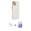 MARSİLYAN™- iPhone 14 Kılıf Yankı Serisi - Siyah Bilvis 5in1 5D Magic Hayalet Cam Ekran Koruyucu + Diamond Kamera Lens - PE