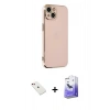 MARSİLYAN™- iPhone 14 Kılıf Yankı Serisi - Siyah Bilvis 5in1 5D Magic Hayalet Cam Ekran Koruyucu + Diamond Kamera Lens - KI