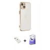MARSİLYAN™- iPhone 14 Kılıf Yankı Serisi - Siyah Bilvis 5in1 5D Magic Hayalet Cam Ekran Koruyucu + Diamond Kamera Lens - KI