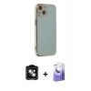 MARSİLYAN™- iPhone 14 Kılıf Yankı Serisi - Siyah Bilvis 5in1 5D Magic Hayalet Cam Ekran Koruyucu + PVD Metal Kamera Lens - GS