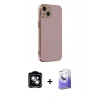MARSİLYAN™- iPhone 14 Kılıf Yankı Serisi - Siyah Bilvis 5in1 5D Magic Hayalet Cam Ekran Koruyucu + PVD Metal Kamera Lens - GS