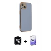 MARSİLYAN™- iPhone 14 Kılıf Yankı Serisi - Siyah Bilvis 5in1 5D Magic Hayalet Cam Ekran Koruyucu + PVD Metal Kamera Lens - GS