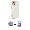 MARSİLYAN™- iPhone 14 Kılıf Yankı Serisi - Siyah Bilvis 5in1 5D Magic Hayalet Cam Ekran Koruyucu + Raze Metal Kamera Lens - MR