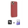 MARSİLYAN™- iPhone 14 Kılıf Yankı Serisi - Siyah Bilvis 5in1 5D Magic Hayalet Cam Ekran Koruyucu + PVD Metal Kamera Lens - PE