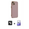 MARSİLYAN™- iPhone 14 Kılıf Yankı Serisi - Siyah Bilvis 5in1 5D Magic Hayalet Cam Ekran Koruyucu + PVD Metal Kamera Lens - PE