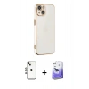 MARSİLYAN™- iPhone 14 Kılıf Yankı Serisi - Siyah Bilvis 5in1 5D Magic Hayalet Cam Ekran Koruyucu + Shine Kamera Lens - GI