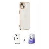 MARSİLYAN™- iPhone 14 Kılıf Yankı Serisi - Siyah Bilvis 5in1 5D Magic Hayalet Cam Ekran Koruyucu + Shine Kamera Lens - SH