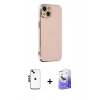 MARSİLYAN™- iPhone 14 Kılıf Yankı Serisi - Siyah Bilvis 5in1 5D Magic Hayalet Cam Ekran Koruyucu + Shine Kamera Lens - SH