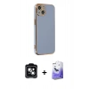 MARSİLYAN™- iPhone 14 Kılıf Yankı Serisi - Siyah Bilvis 5in1 5D Magic Hayalet Cam Ekran Koruyucu + PVD Metal Kamera Lens - YL