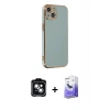 MARSİLYAN™- iPhone 14 Kılıf Yankı Serisi - Siyah Bilvis 5in1 5D Magic Hayalet Cam Ekran Koruyucu + PVD Metal Kamera Lens - YL