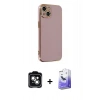 MARSİLYAN™- iPhone 14 Kılıf Yankı Serisi - Siyah Bilvis 5in1 5D Magic Hayalet Cam Ekran Koruyucu + PVD Metal Kamera Lens - YL