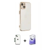 MARSİLYAN™- iPhone 14 Kılıf Yankı Serisi - Siyah Bilvis 5in1 5D Magic Hayalet Cam Ekran Koruyucu + Shine Kamera Lens - YL