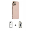 MARSİLYAN™- iPhone 14 Kılıf Yankı Serisi - Siyah Bilvis Hayalet Cam Ekran Koruyucu + Shine Kamera Lens - GS