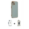 MARSİLYAN™- iPhone 14 Kılıf Yankı Serisi - Siyah Bilvis Hayalet Cam Ekran Koruyucu + Shine Kamera Lens - MI