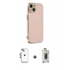 MARSİLYAN™- iPhone 14 Kılıf Yankı Serisi - Siyah Bilvis Hayalet Cam Ekran Koruyucu + Shine Kamera Lens - MI