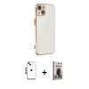 MARSİLYAN™- iPhone 14 Kılıf Yankı Serisi - Siyah Bilvis Hayalet Cam Ekran Koruyucu + Shine Kamera Lens - MI