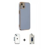 MARSİLYAN™- iPhone 14 Kılıf Yankı Serisi - Siyah Bilvis Hayalet Cam Ekran Koruyucu + Shine Kamera Lens - MI