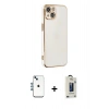 MARSİLYAN™- iPhone 14 Kılıf Yankı Serisi - Siyah Bilvis Hayalet Cam Ekran Koruyucu + Shine Kamera Lens - MI