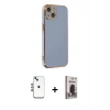 MARSİLYAN™- iPhone 14 Kılıf Yankı Serisi - Siyah Bilvis Hayalet Cam Ekran Koruyucu + Shine Kamera Lens - MI