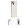 MARSİLYAN™- iPhone 14 Kılıf Yankı Serisi - Siyah Bilvis Hayalet Cam Ekran Koruyucu + Shine Kamera Lens - GI