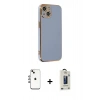 MARSİLYAN™- iPhone 14 Kılıf Yankı Serisi - Siyah Bilvis Hayalet Cam Ekran Koruyucu + Shine Kamera Lens - GI