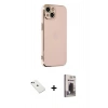 MARSİLYAN™- iPhone 14 Kılıf Yankı Serisi - Siyah Bilvis Hayalet Cam Ekran Koruyucu + Diamond Kamera Lens - YL