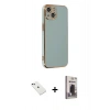 MARSİLYAN™- iPhone 14 Kılıf Yankı Serisi - Siyah Bilvis Hayalet Cam Ekran Koruyucu + Diamond Kamera Lens - YL