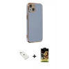MARSİLYAN™- iPhone 14 Kılıf Yankı Serisi - Siyah Buffer Cam Ekran Koruyucu + Diamond Kamera Lens - PE