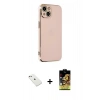 MARSİLYAN™- iPhone 14 Kılıf Yankı Serisi - Siyah Buffer Cam Ekran Koruyucu + Diamond Kamera Lens - PE