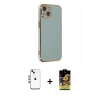 MARSİLYAN™- iPhone 14 Kılıf Yankı Serisi - Siyah Buffer Cam Ekran Koruyucu + Shine Kamera Lens - GI