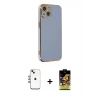 MARSİLYAN™- iPhone 14 Kılıf Yankı Serisi - Siyah Buffer Cam Ekran Koruyucu + Shine Kamera Lens - GI