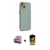 MARSİLYAN™- iPhone 14 Kılıf Yankı Serisi - Siyah Buffer Cam Ekran Koruyucu + Raze Metal Kamera Lens - KI