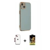 MARSİLYAN™- iPhone 14 Kılıf Yankı Serisi - Siyah Buffer Cam Ekran Koruyucu + Shine Kamera Lens - KI