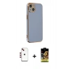 MARSİLYAN™- iPhone 14 Kılıf Yankı Serisi - Siyah Buffer Cam Ekran Koruyucu + Shine Kamera Lens - KI