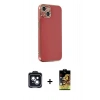 MARSİLYAN™- iPhone 14 Kılıf Yankı Serisi - Siyah Buffer Cam Ekran Koruyucu + PVD Metal Kamera Lens - SH