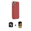 MARSİLYAN™- iPhone 14 Kılıf Yankı Serisi - Siyah Buffer Cam Ekran Koruyucu + PVD Metal Kamera Lens - TU