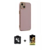 MARSİLYAN™- iPhone 14 Kılıf Yankı Serisi - Siyah Buffer Cam Ekran Koruyucu + PVD Metal Kamera Lens - YL
