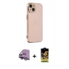 MARSİLYAN™- iPhone 14 Kılıf Yankı Serisi - Siyah Buffer Cam Ekran Koruyucu + Raze Metal Kamera Lens - GS