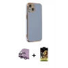 MARSİLYAN™- iPhone 14 Kılıf Yankı Serisi - Siyah Buffer Cam Ekran Koruyucu + Raze Metal Kamera Lens - MR