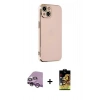 MARSİLYAN™- iPhone 14 Kılıf Yankı Serisi - Siyah Buffer Cam Ekran Koruyucu + Raze Metal Kamera Lens - MR