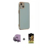 MARSİLYAN™- iPhone 14 Kılıf Yankı Serisi - Siyah Buffer Cam Ekran Koruyucu + Raze Metal Kamera Lens - SH
