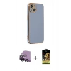MARSİLYAN™- iPhone 14 Kılıf Yankı Serisi - Siyah Buffer Cam Ekran Koruyucu + Raze Metal Kamera Lens - SH